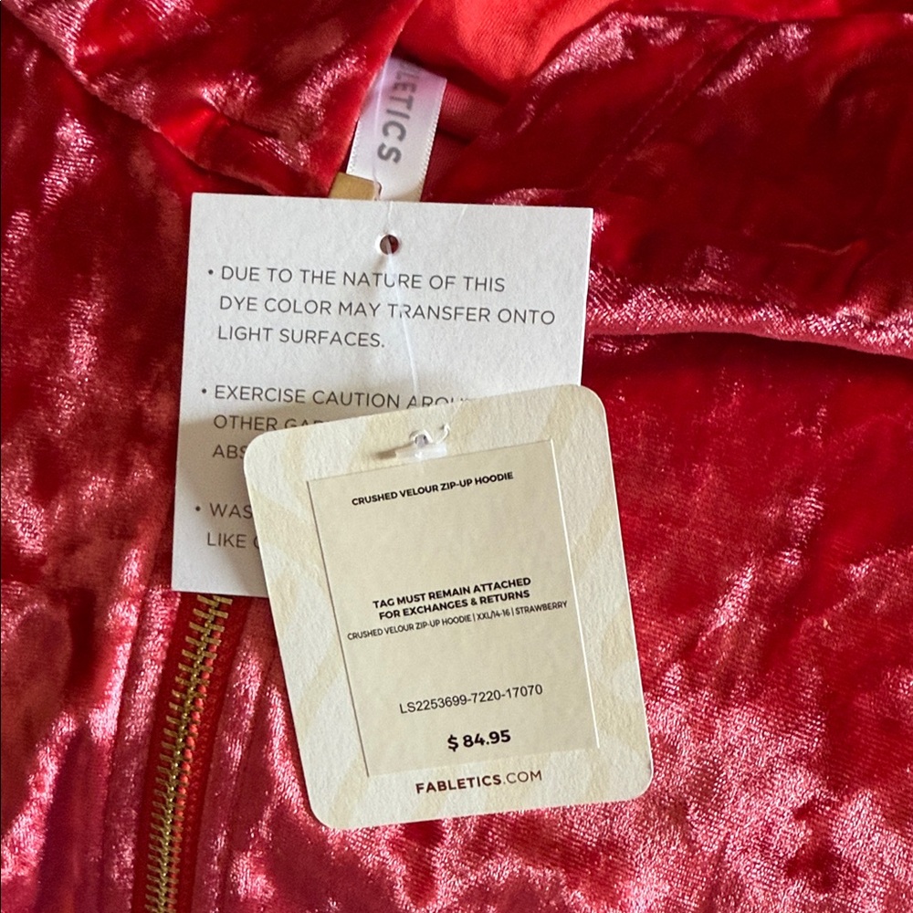 Fabletics Glossy Red Velvet Bomber Jacket - Picture 2 of 3